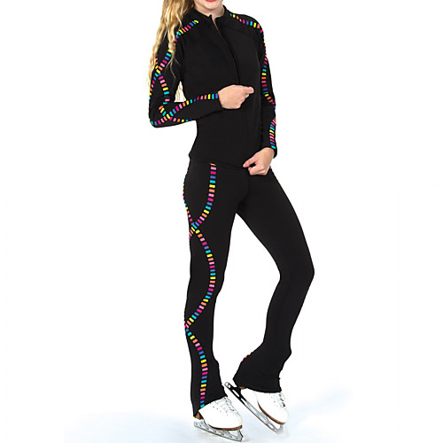 

Figure Skating Jacket with Pants Women's Girls' Ice Skating Pants / Trousers Top Black Stretchy Training Skating Wear Warm Long Sleeve Ice Skating Winter Sports Figure Skating / Kids