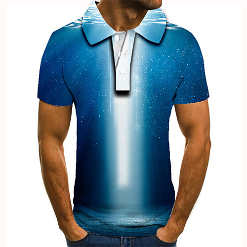 

Men's Polo 3D Print Graphic Print Short Sleeve Daily Tops Basic Blue
