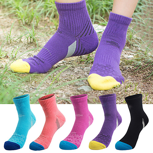 

Women's Hiking Socks Running Socks Crew Socks 5 Pairs Breathable Moisture Wicking Anti Blister Soft Socks Letter & Number Cotton Autumn / Fall Spring Summer for Camping / Hiking Fishing Climbing