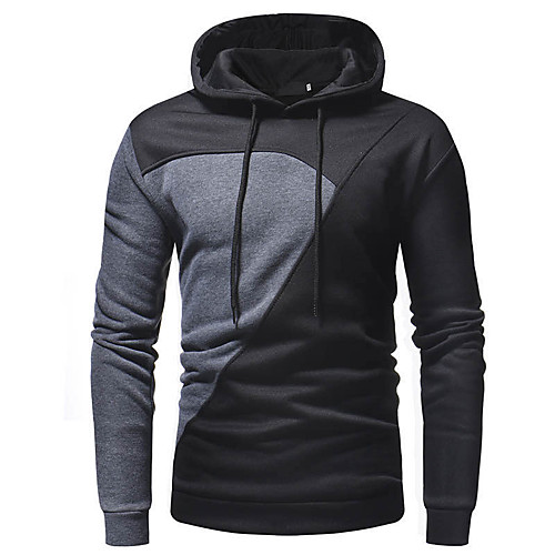 

Men's Plus Size Hoodie Color Block Hooded Daily Weekend Basic Casual Hoodies Sweatshirts Gray