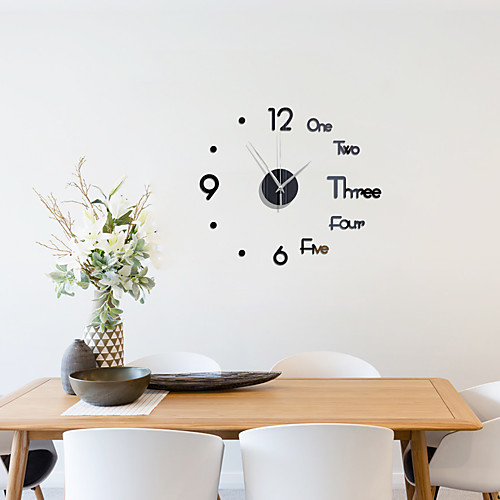 

3D DIY Wall Clock Frameless Mirror Wall Sticker Home Decor for Living Room Bedroom 40cm40cm