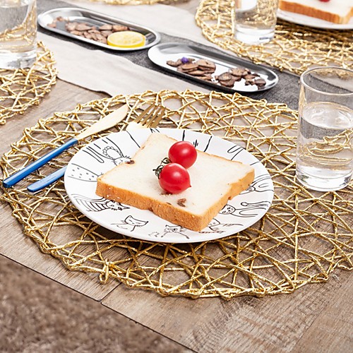 

2 Pcs Placemat Coaster Heat Mat Tea Set Mat Hand-woven Pot Holder Bowl Outdoor Dining Mat Japanese Style Straw Woven Garden
