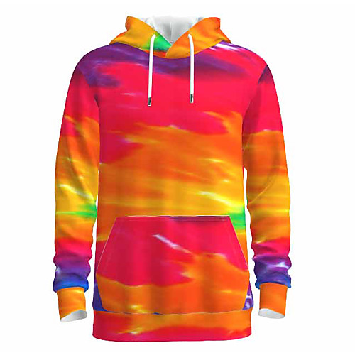 

Men's Daily Pullover Hoodie Sweatshirt 3D Tie Dye Graphic Hooded Basic Hoodies Sweatshirts Long Sleeve Orange