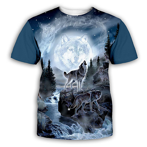 

Men's T shirt 3D Print Graphic Print Short Sleeve Party Tops Exaggerated Dusty Blue