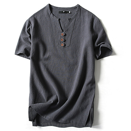 

Men's T shirt non-printing Solid Colored Short Sleeve Daily Tops Basic White Black Khaki
