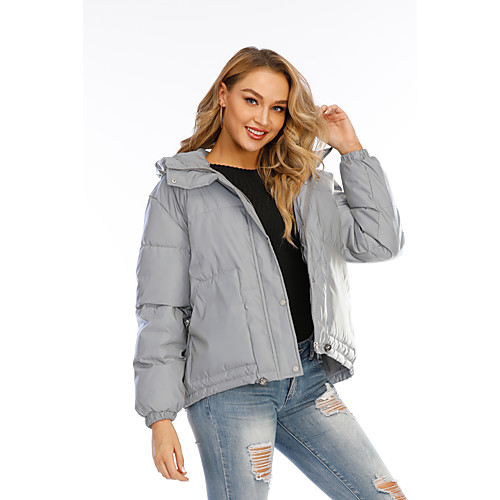 

Women's Padded Parka Solid Colored POLY Gray S / M / L