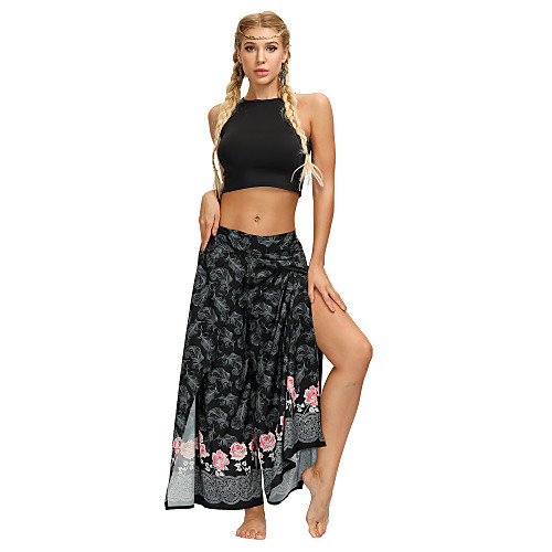 

Women's Yoga Boho Comfort Plus Size Loose Gym Yoga Wide Leg Pants Pants Pattern Full Length Print High Waist Black Blushing Pink Brown