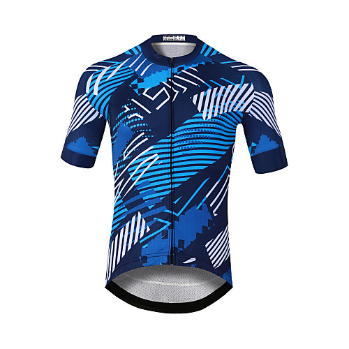 

CAWANFLY Men's Short Sleeve Cycling Jersey Blue / Black Bike Jersey Top Mountain Bike MTB Road Bike Cycling Quick Dry Sports Clothing Apparel / Stretchy