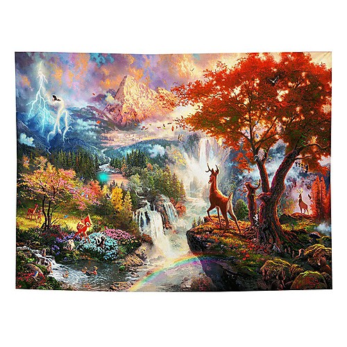 

Wall Tapestry Art Decor Blanket Curtain Picnic Tablecloth Hanging Home Bedroom Living Room Dorm Decoration Cartoon Polyester Colorful Mountain Water Deer Beauty Views