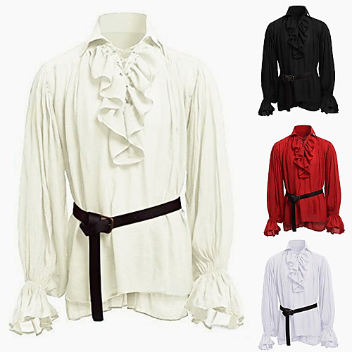 

Knight Ritter Outlander Punk & Gothic Medieval Renaissance 17th Century Shirt Men's Costume White / Black / Red Vintage Cosplay Party