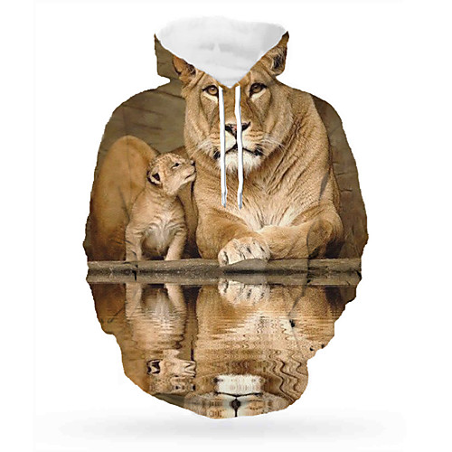 

Men's Pullover Hoodie Sweatshirt Graphic Animal Daily 3D Print Basic Hoodies Sweatshirts Yellow
