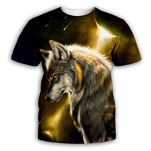 

Men's Graphic T-shirt Print Short Sleeve Party Tops Exaggerated Round Neck Black