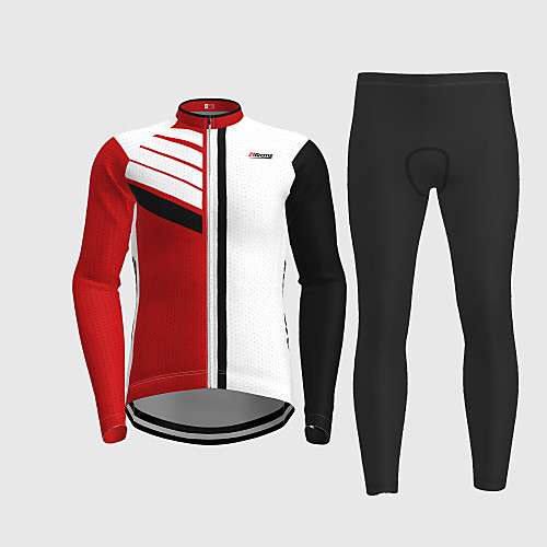 

21Grams Men's Long Sleeve Cycling Jersey with Tights Winter Red Novelty Bike Breathable Quick Dry Moisture Wicking Sports Novelty Mountain Bike MTB Road Bike Cycling Clothing Apparel / Micro-elastic