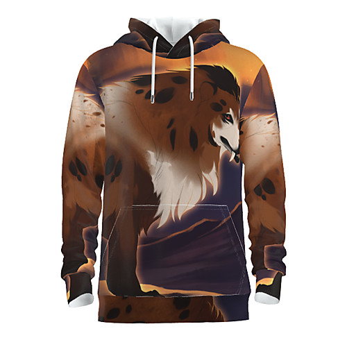 

Men's Daily Pullover Hoodie Sweatshirt Graphic Animal Hooded Basic Hoodies Sweatshirts Long Sleeve Brown