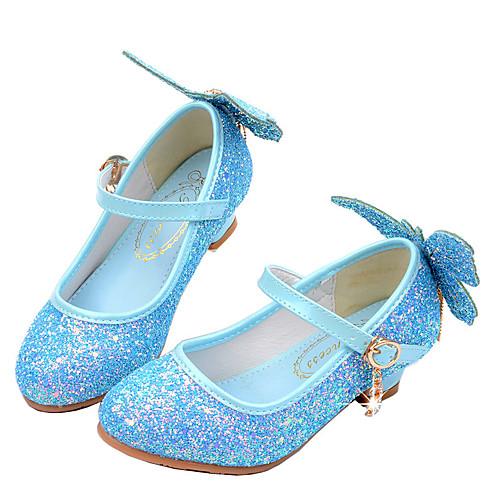 

Girls' Heels Moccasin Flower Girl Shoes Princess Shoes Rubber PU Little Kids(4-7ys) Big Kids(7years ) Daily Party & Evening Walking Shoes Rhinestone Buckle Sequin White Blue Pink Spring Fall / TR