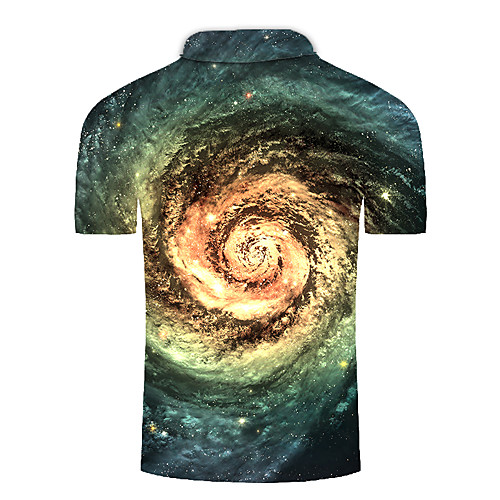 

Men's Polo 3D Print Graphic Optical Illusion Print Short Sleeve Daily Tops Basic Green