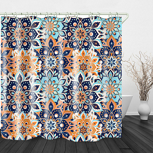 

Ethnic Style big flower Print Waterproof Fabric Shower Curtain for Bathroom Home Decor Covered Bathtub Curtains Liner Includes with Hooks