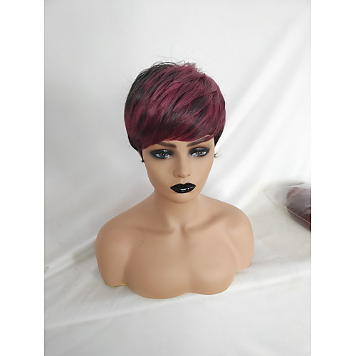 

Synthetic Wig Curly With Bangs Wig Short Black / Rose Red Synthetic Hair 10 inch Women's Fashionable Design Classic Cool Burgundy