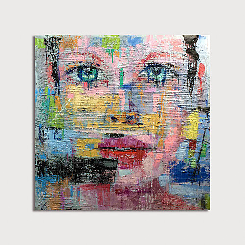 

Oil Painting Hand Painted Square Abstract People Modern Rolled Canvas (No Frame)