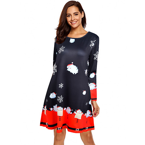 

Women's Sheath Dress Short Mini Dress Black Orange Long Sleeve Print Print Fall Round Neck Hot Casual Christmas 2021 S M L XL XXL 3XL