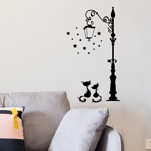 

Animals Wall Stickers Black Cat Lovers under Street Lights Wall Stickers Decorative Wall Stickers PVC Home Decoration Wall Decal Wall Decoration 1pc 5030cm