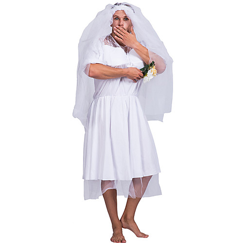 

Ghostly Bride Dress Cosplay Costume Party Costume Adults' Men's Cosplay Vacation Dress Halloween Halloween Festival / Holiday Polyester White Men's Easy Carnival Costumes / Headwear