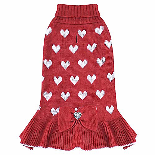 

dog sweater dress with bowtie red heart small dog sweater turtleneck with leash hole