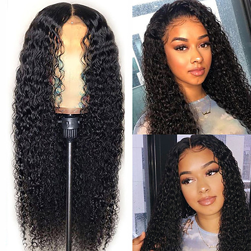 

Synthetic Wig Water Wave Middle Part Wig Long Very Long Black Synthetic Hair 65 inch Women's Party Middle Part Fluffy Black