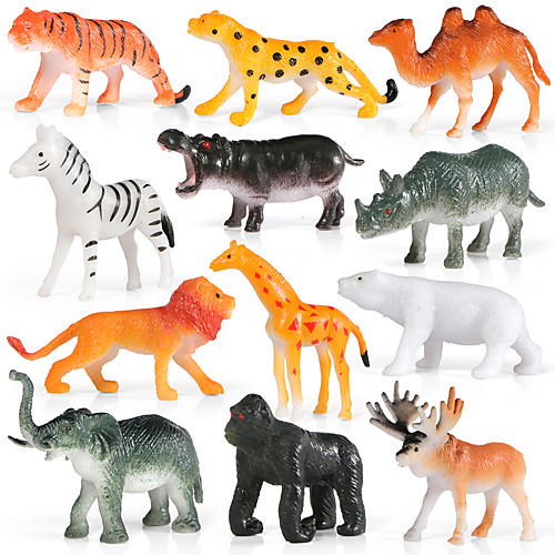 

12pcs Animal Action Figures Set Modeling Elephant / Baboon / Lion / Mountain cow / Goat / Wild boar / Hedgehog