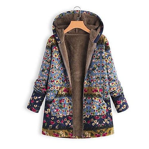 

Women's Plants Basic Fall & Winter Coat Long Daily Long Sleeve Coat Tops Blue