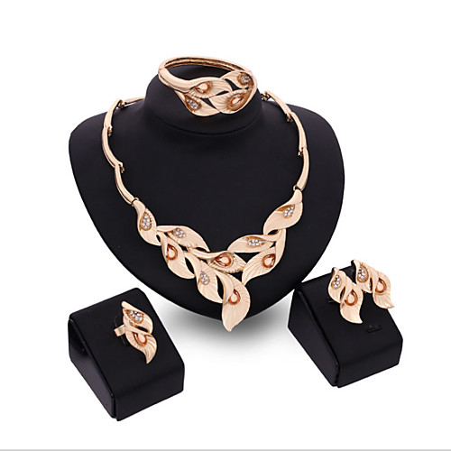 

Women's Blue Red Yellow Synthetic Diamond Bridal Jewelry Sets Simple Basic Elegant Earrings Jewelry Gold For Wedding Engagement 1 set