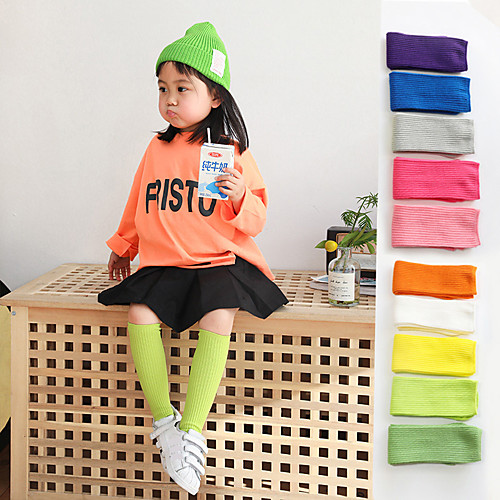 

Kid's Athletic Sports Socks 1 Pair Long Boys' Girls' Crew Socks Tube Socks Breathable Sweat wicking Comfortable Gym Workout Basketball Running Skateboarding Sports Colorful Cotton fluorescent green