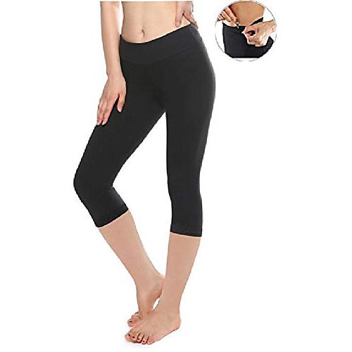 

buttery soft leggings capri for women - high waisted leggings pants with pockets - reg & plus size - 10 colors & #40;capri black, plus& #41;