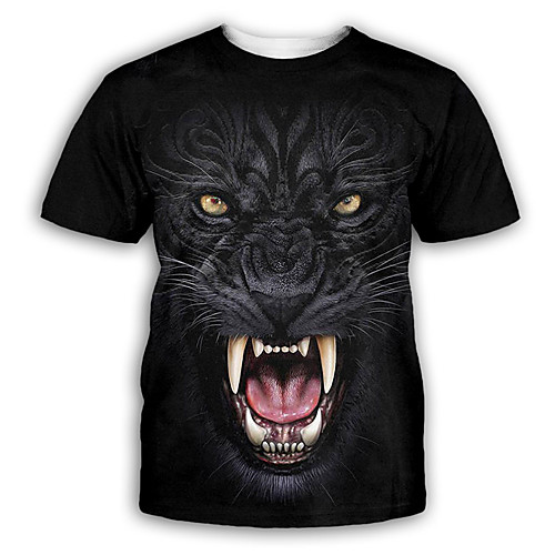 

Men's T shirt 3D Print Graphic Print Short Sleeve Party Tops Exaggerated Black