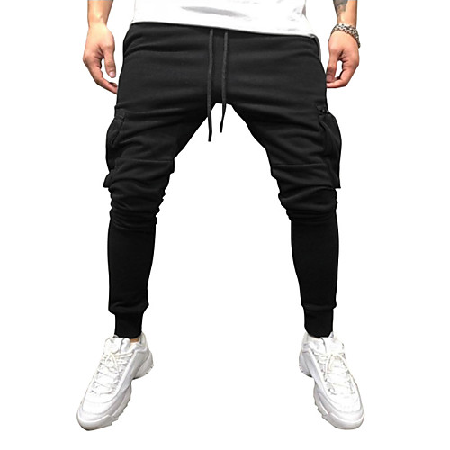 

Men's Daily Chinos Pants Solid Colored Full Length Black Green Gray