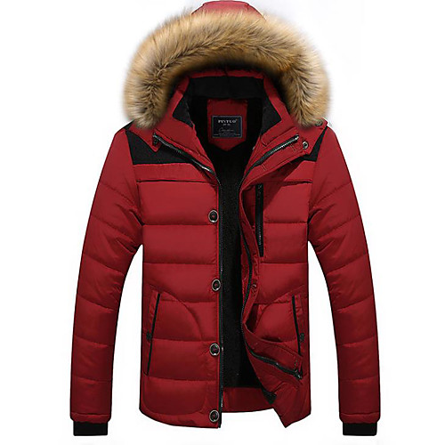 

Men's Parka Parka Solid Colored Cotton Black / Red / Khaki M / L / XL