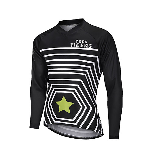 

YORK TIGERS Men's Long Sleeve Cycling Jersey Downhill Jersey BlackWhite Stripes Stars Bike Tee Tshirt Breathable Quick Dry Sports Clothing Apparel / Advanced / Micro-elastic / Athleisure
