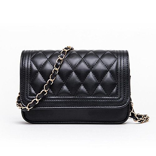 

Women's Bags PU Leather Crossbody Bag Chain Daily Chain Bag MessengerBag White Black