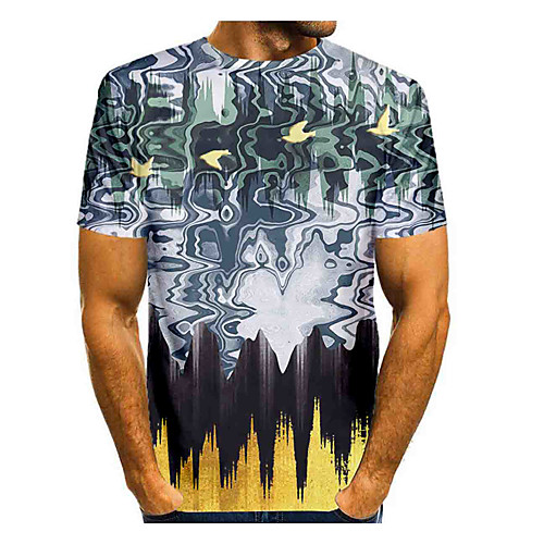 

Men's T shirt 3D Print Graphic Abstract Short Sleeve Daily Tops Basic White