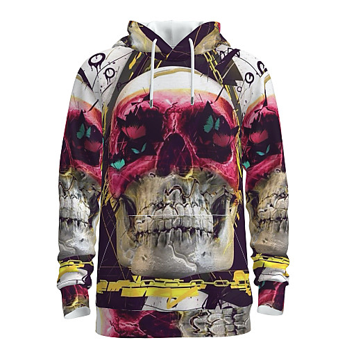 

Men's Pullover Hoodie Sweatshirt Graphic Skull 3D Print Basic Halloween Hoodies Sweatshirts Rainbow