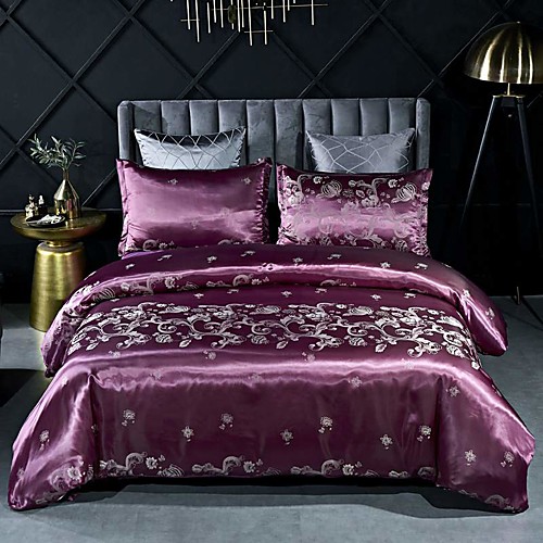 

Duvet Cover Sets Luxury Silk / Cotton Jacquard 2/3 Piece Bedding Set With Pillowcase Single Double Queen King Size Quilt Covers Bedclothes