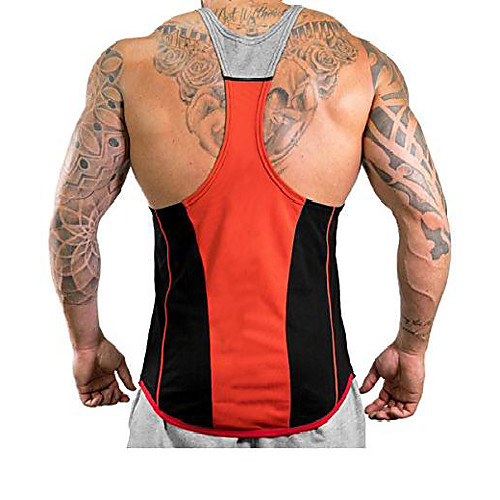 

men's fitness gym muscle cut stringer bodybuilding workout sleeveless tank top shirts (us - xxx-large, z black and red (no words))