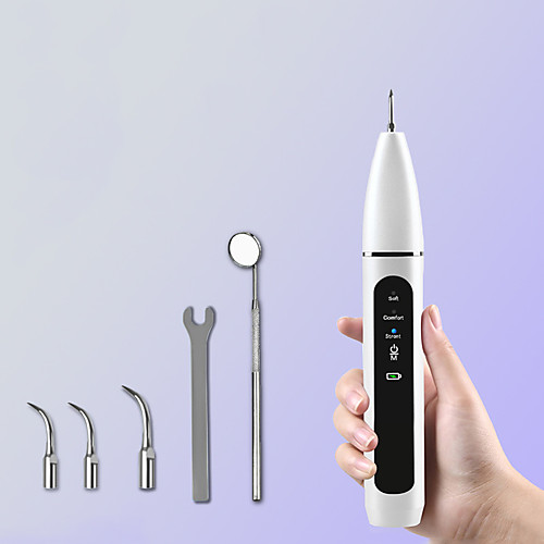

Household Ultrasonic Dental Scaler Dental Calculus Remover Electric Dental Beauty Instrument Dental Scaler IPX6 Waterproof Three Modes Two Nozzles