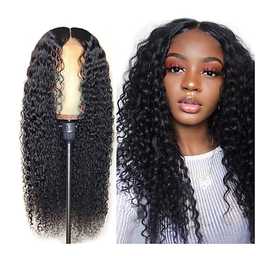 

Synthetic Wig Afro Curly Water Wave Middle Part Wig Long Very Long Black Synthetic Hair 65 inch Women's Elastic Party Middle Part Black
