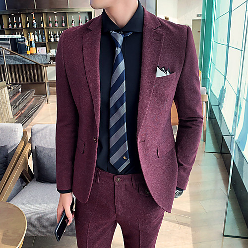 

Tuxedos Tailored Fit Notch Single Breasted One-button Polyester Solid Color