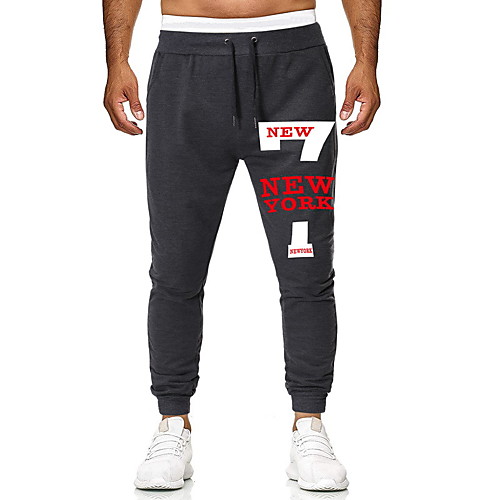 

Men's Jogger Pants Elastic Waist Drawstring Cotton Letter Printed Sport Athleisure Pants Breathable Soft Comfortable Running Everyday Use Exercising General Use