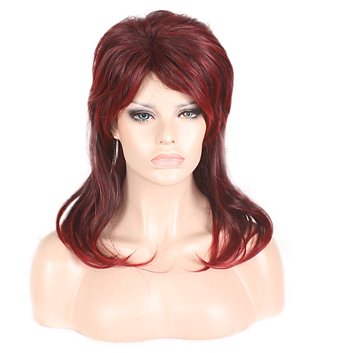 

Synthetic Wig kinky Straight Asymmetrical Wig Short Wine Red Synthetic Hair 22 inch Women's Fashionable Design Classic Easy to Carry Burgundy