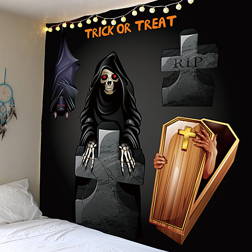 

Halloween Party Wall Tapestry Art Decor Blanket Curtain Picnic Tablecloth Hanging Home Bedroom Living Room Dorm Decoration Pychedelic kull keleton Grim Reaper Pumpkin Haunted cary Grave Polyeter