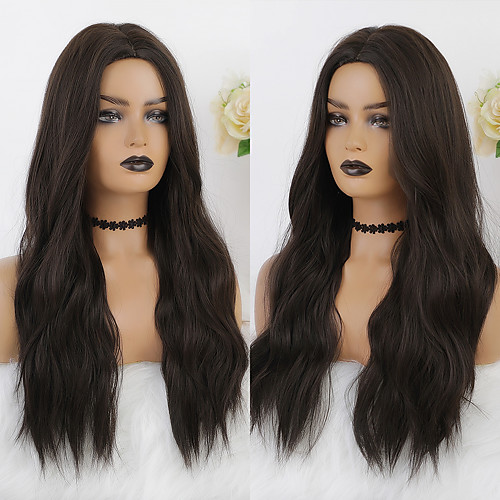 

Cosplay Costume Wig Synthetic Wig Cosplay Wig Wavy Natural Wave Middle Part Wig Long Black / Brown Synthetic Hair 26 inch Women's Soft Heat Resistant Party Dark Brown EMMOR