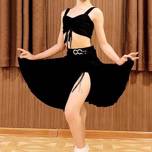 

Latin Dance Skirts Ruching Girls' Performance Sleeveless Natural Spandex